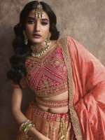 Peach N Pink Banarshi Silk Lehenga